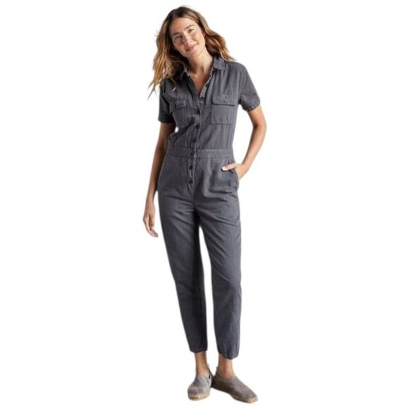 OUTERKNOWN Dark Gray S.E.A Jumpsuit M New Utility Inspired Organic Cotton Linen - Picture 4 of 13